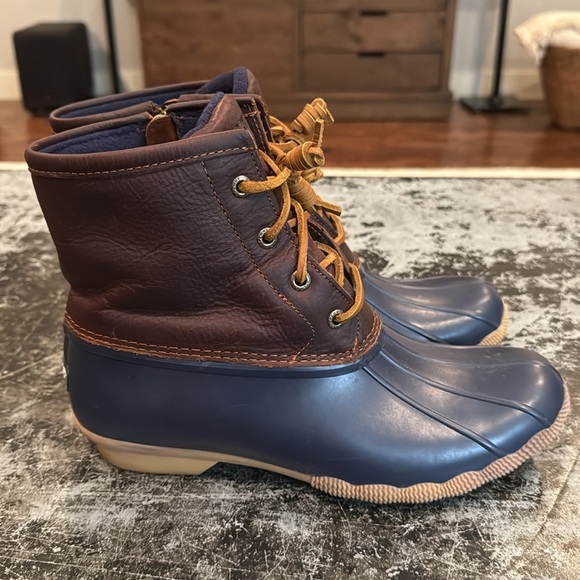 Sperry Navy/Brown Waterproof Saltwater Duck Boots Size 8.5 - Picture 4 of 8